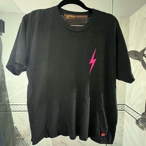 Aviator Nation Charcoal Tee with Pink Lightning Bolt